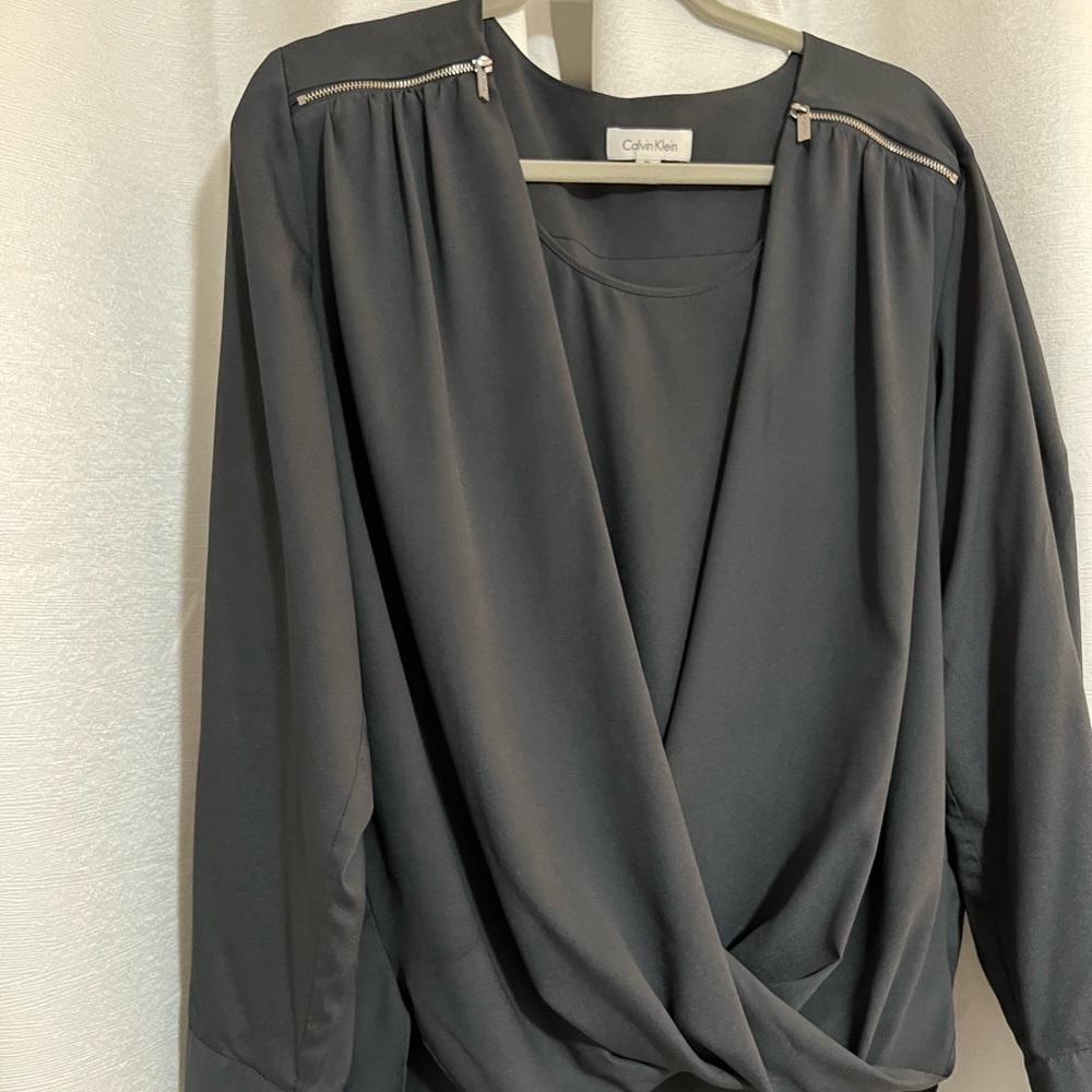 Calvin Klein blouse, very well made, nice zipper accent,